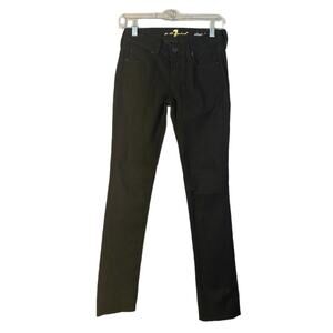 7FAMK Black Mid Rise Cotton Blend Skinny Ankle Denim Jeans Women Sz 24